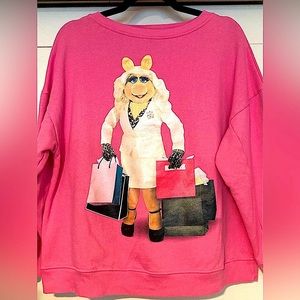 ZARA DISNEY MISS PIGGY OVERSIZED LOOSE SWEATSHIRT